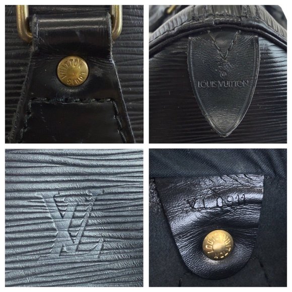 LOUIS VUITTON Epi Speedy 30 Black Gold Hardware Leather M59022 Handbag - Picture 4 of 10